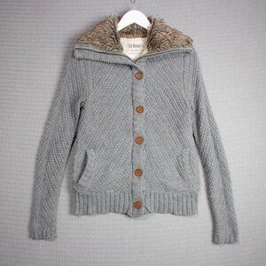 2000's Ci Sono Faux Fur Knit Sweater Zip Up Jacket